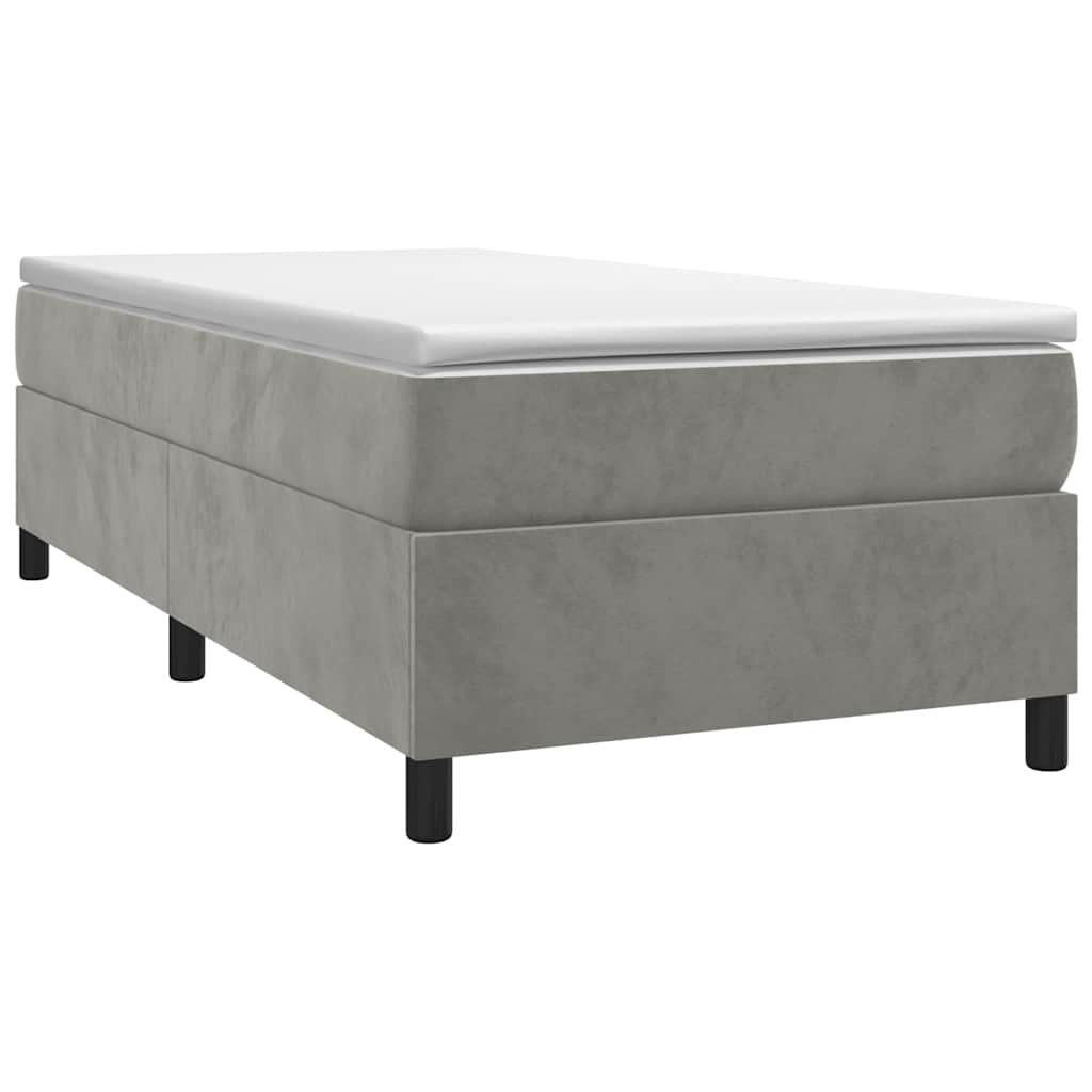 vidaXL Boxspring met matras fluweel lichtgrijs 90x190 cm grijs, foto 2