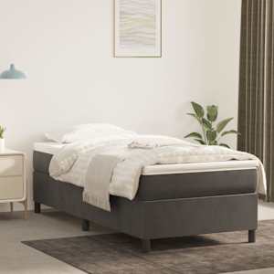 Box spring postel s matrací tmavě šedá 90x190 cm samet - obrázek 1