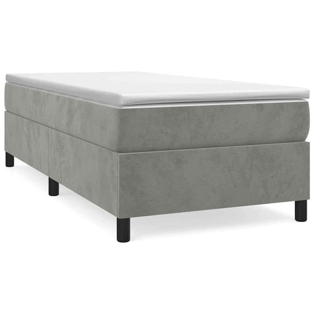 vidaXL Pat box spring cu saltea, gri deschis, 100x200 cm, catifea