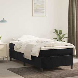 Box spring postel s matrací černá 100x200 cm samet - obrázek 1