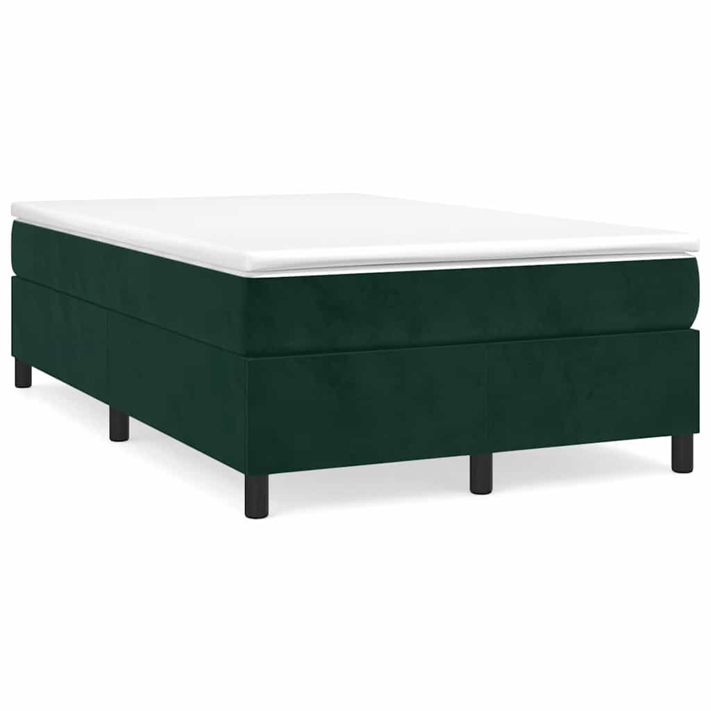vidaXL Pat box spring cu saltea, verde închis, 120x200 cm, catifea