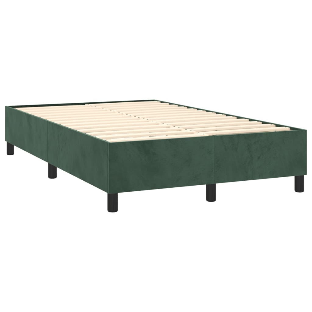 Sötétzöld bársony rugós ágy matraccal 120 x 200 cm 