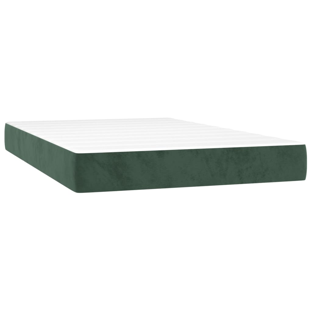 Box spring postelja z vzmetnico temno zelena 120x200 cm žamet