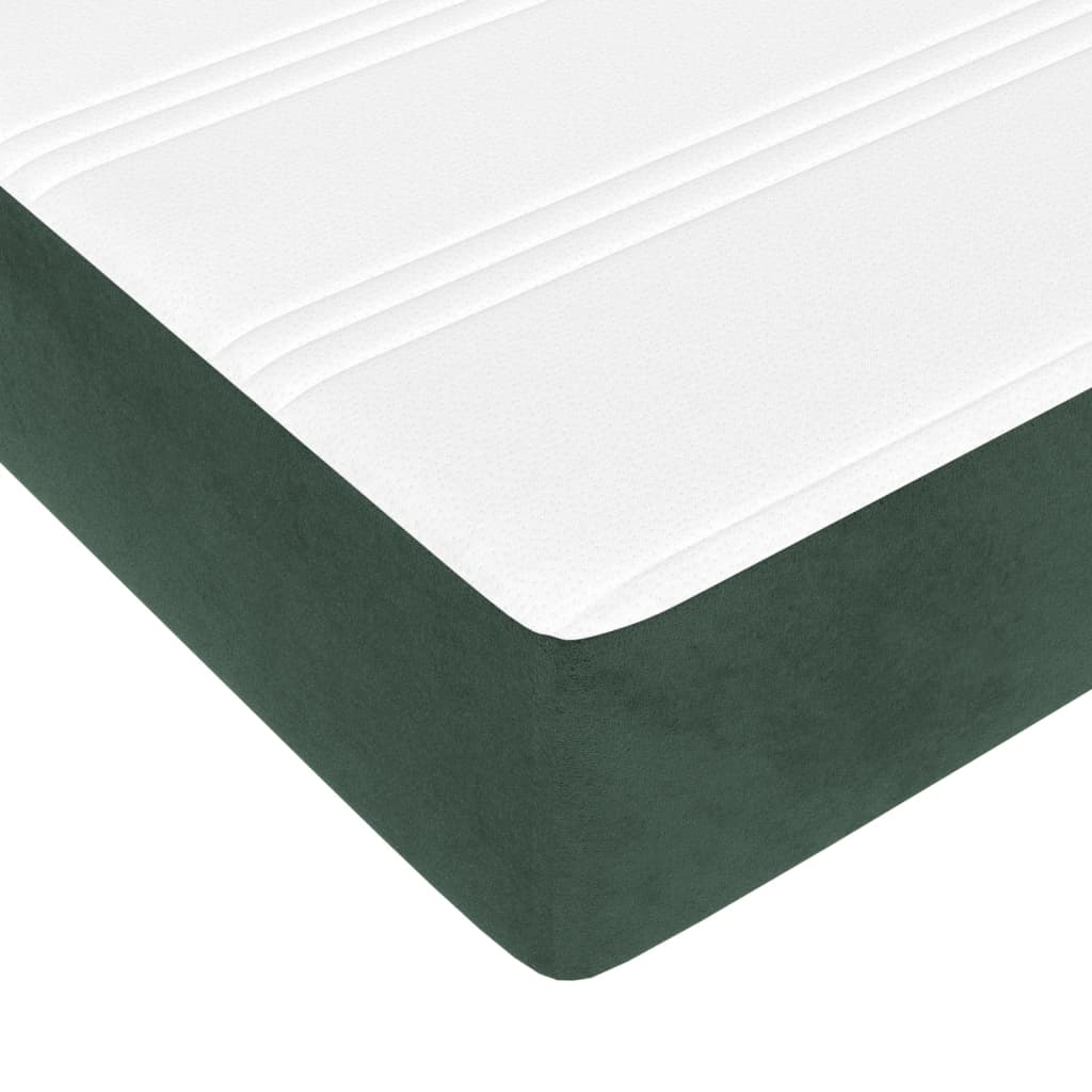 Sötétzöld bársony rugós ágy matraccal 120 x 200 cm 