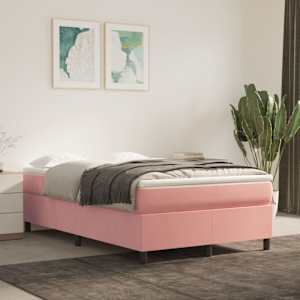 Box spring postel s matrací růžová 120 x 200 cm samet - obrázek 1