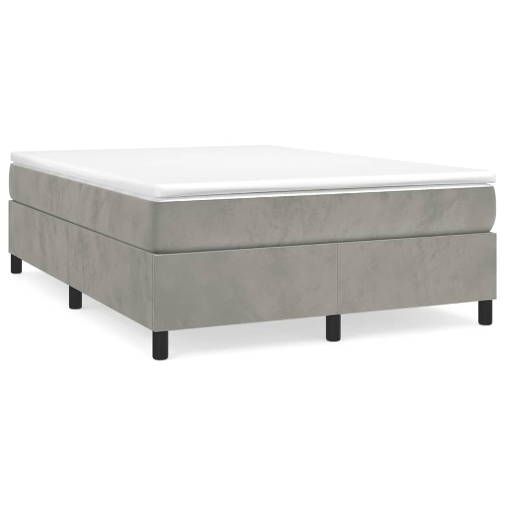 vidaXL Box spring postelja z vzmetnico svetlo siv 140x190 cm žamet