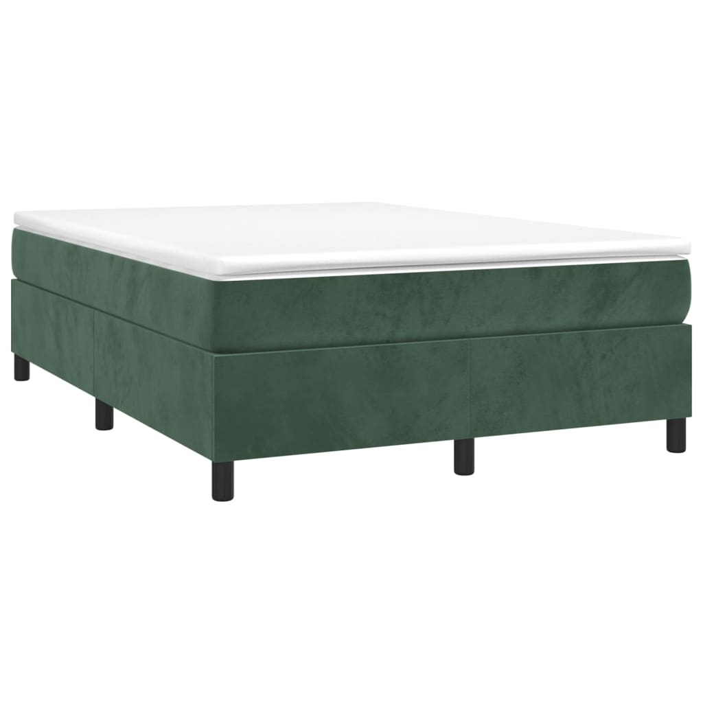 Sötétzöld bársony rugós ágy matraccal 140x190 cm 