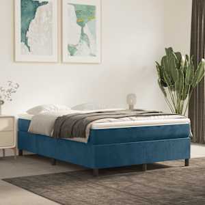 Box spring postel s matrací tmavě modrá 140x190 cm samet - obrázek 1