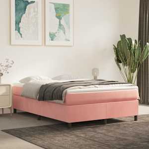 Box spring postel s matrací růžová 140x190 cm samet - obrázek 1