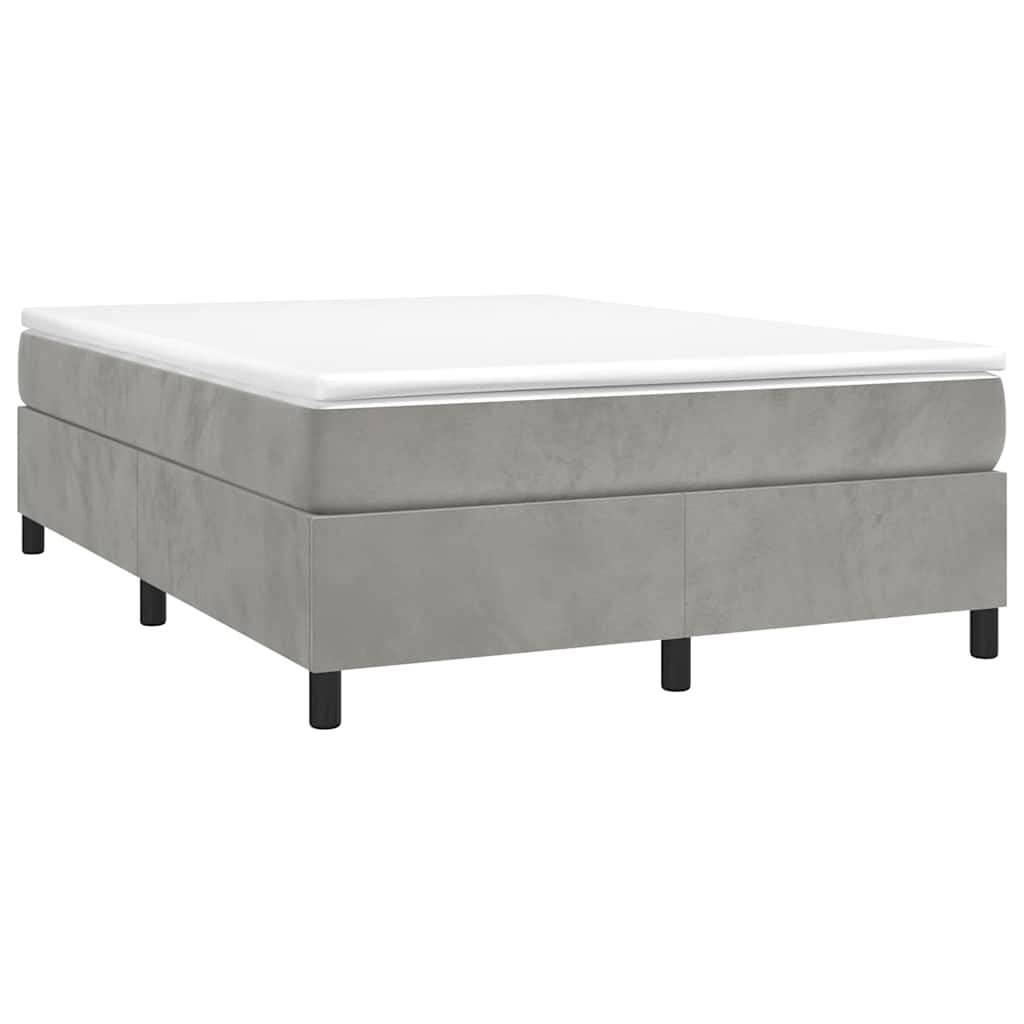 vidaXL Boxspring met matras fluweel lichtgrijs 140x200 cm grijs, foto 2
