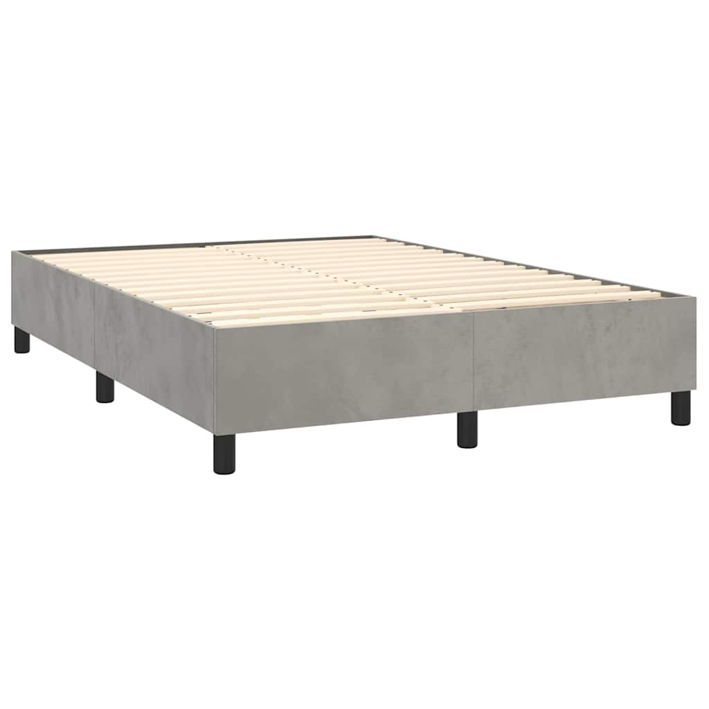 vidaXL Boxspring met matras fluweel lichtgrijs 140x200 cm grijs, foto 4