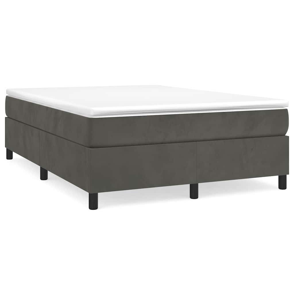 vidaXL Pat box spring cu saltea, gri închis, 140x200 cm, catifea