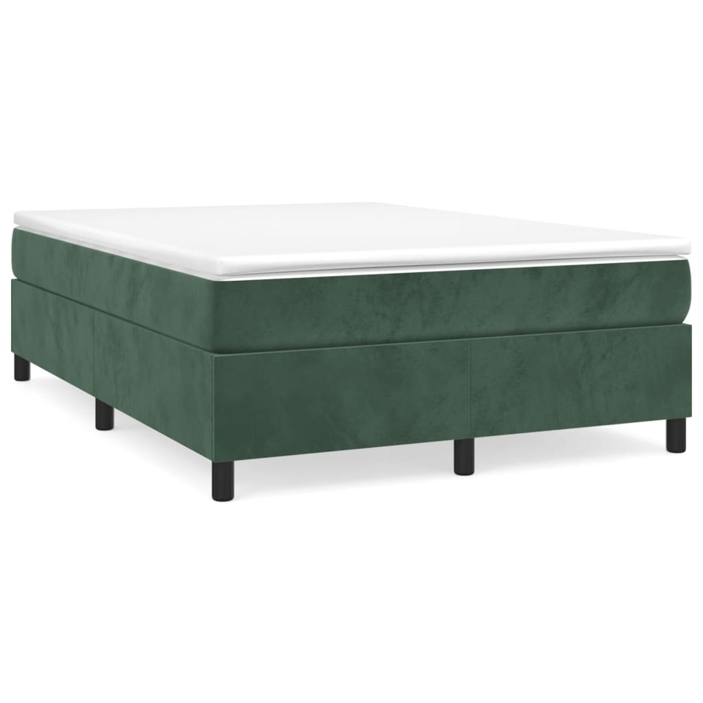 Thumbnail - vidaXL Boxspringbett mit Matratze Dunkelgrün 140x200 cm Samt