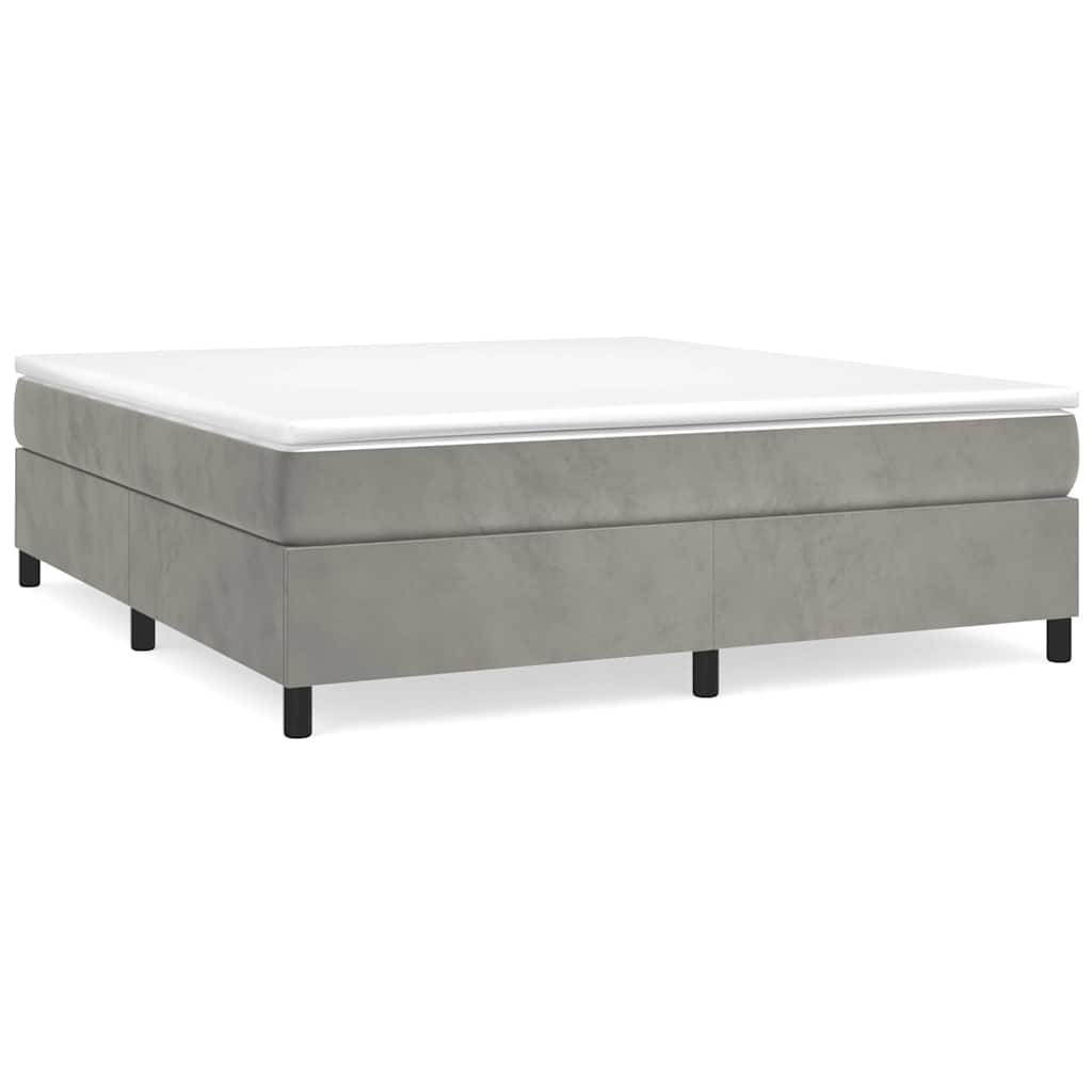 vidaXL Boxspring met matras fluweel lichtgrijs 160x200 cm grijs, foto 3