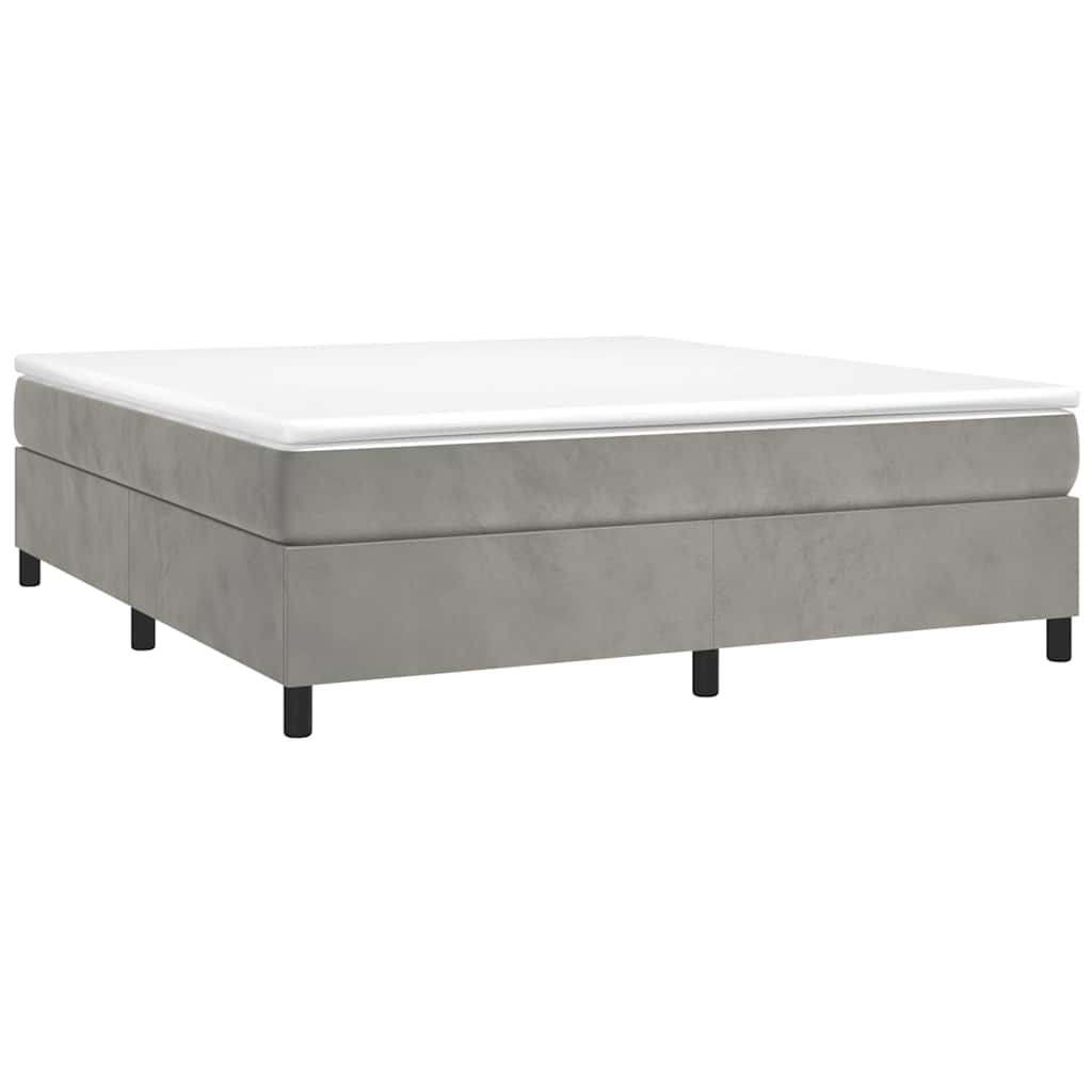 vidaXL Boxspring met matras fluweel lichtgrijs 160x200 cm grijs, foto 2