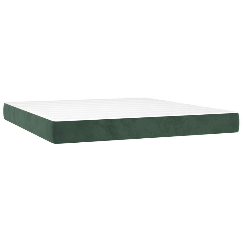 Box spring postel s matrací tmavě zelená 160x200 cm samet