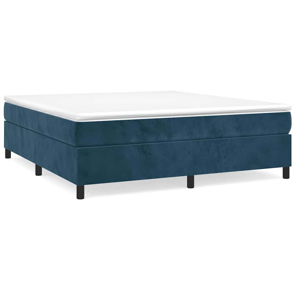 vidaXL Boxspring met matras fluweel donkerblauw 160x200 cm blauw, foto 3