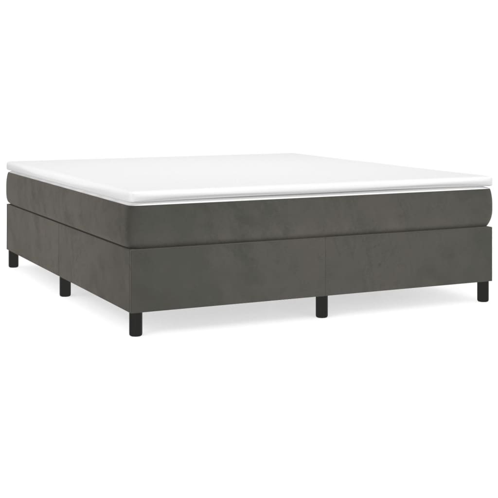 Box spring postelja z vzmetnico temno siva 180x200 cm žamet