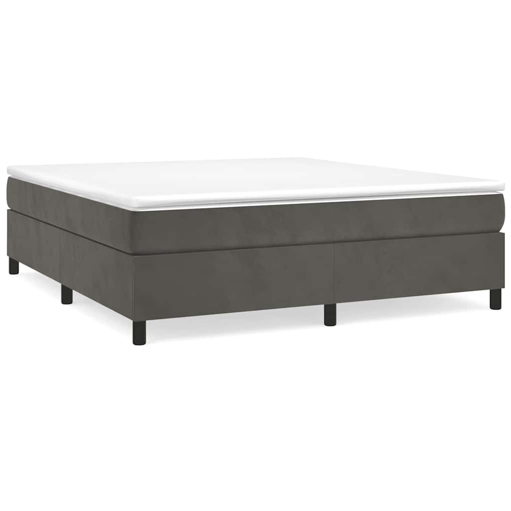 vidaXL Pat box spring cu saltea, gri închis, 180x200 cm, catifea