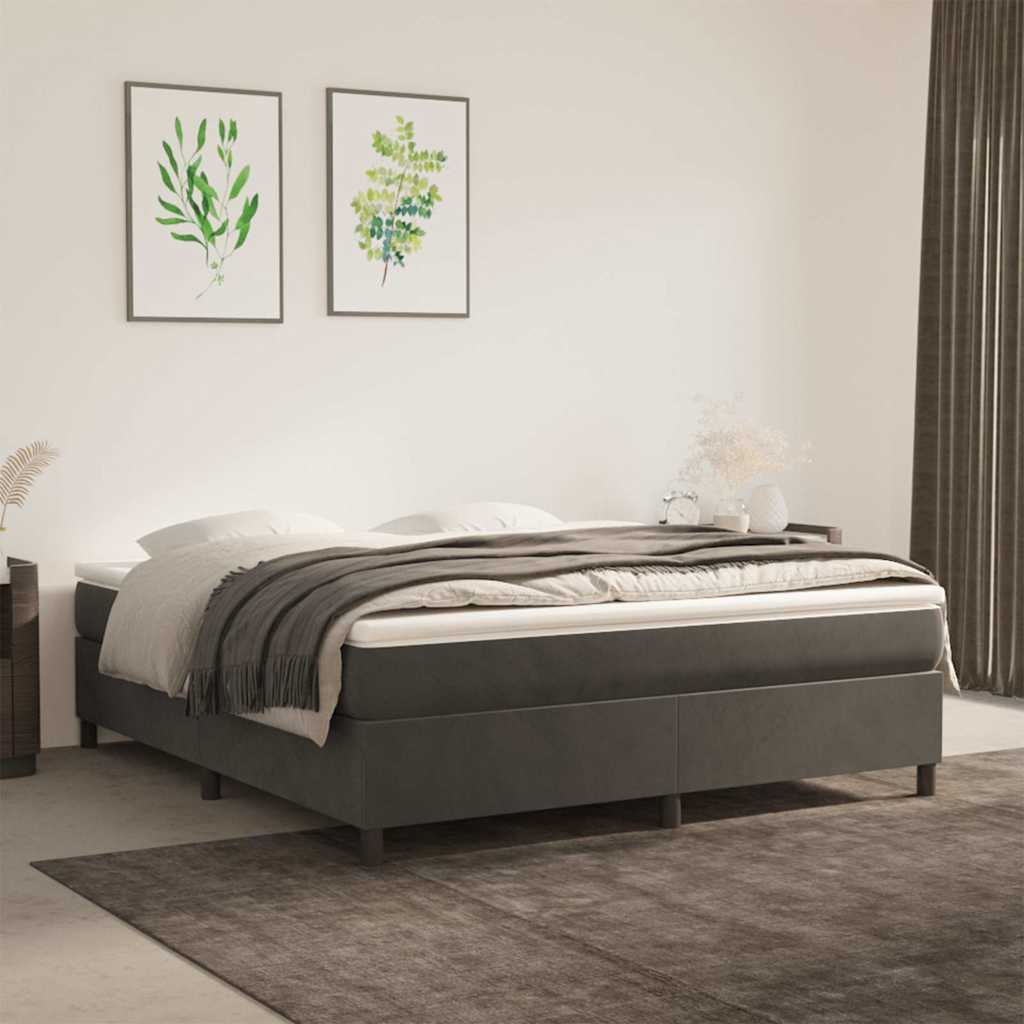 Kontinentalseng Med Madras 90X200Cm Fløjl Mørkegrå - 35 cm / 180 x 200 cm