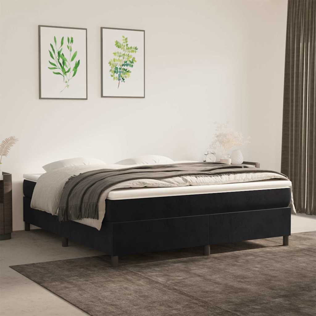 Kontinentalseng Med Madras Fløjl Sort - 35 cm / 180 x 200 cm