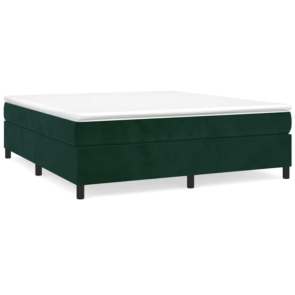 vidaXL Pat box spring cu saltea, verde închis, 180x200 cm, catifea