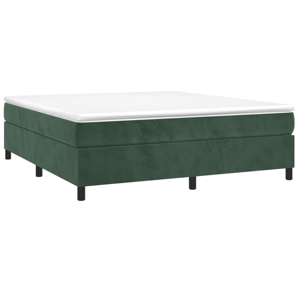 Pat box spring cu saltea, verde închis, 180x200 cm, catifea