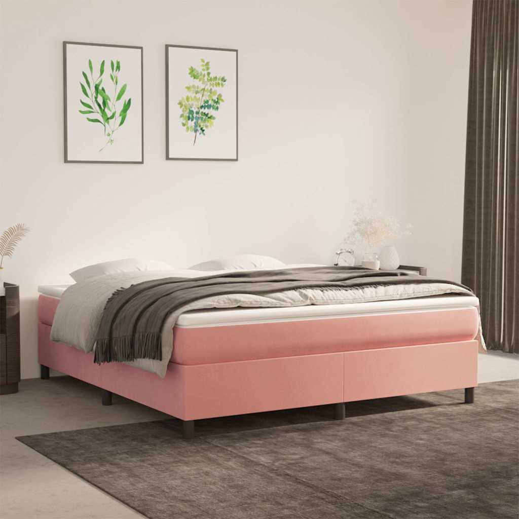 Kontinentalseng Med Madras Fløjl Lyserød - 35 cm / 180 x 200 cm