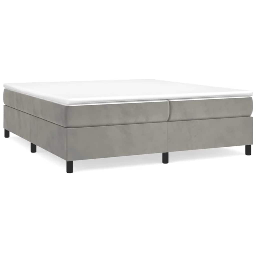 vidaXL Boxspring met matras fluweel lichtgrijs 200x200 cm grijs, foto 2