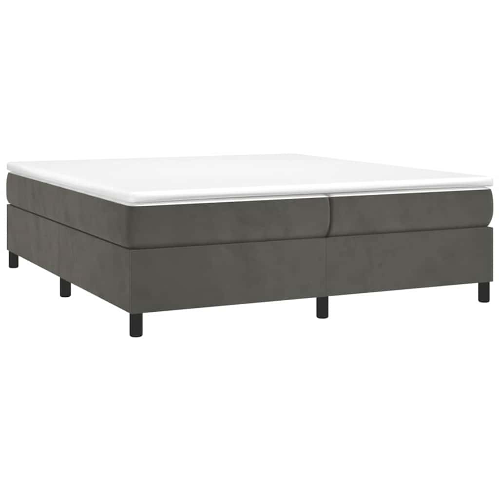vidaXL Pat box spring cu saltea, gri închis, 200x200 cm, catifea