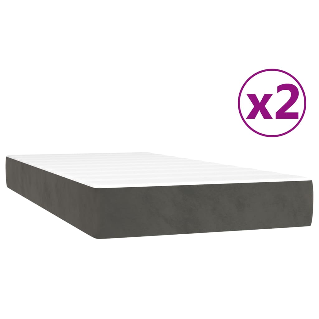 Box spring postelja z vzmetnico temno siva 200x200 cm žamet