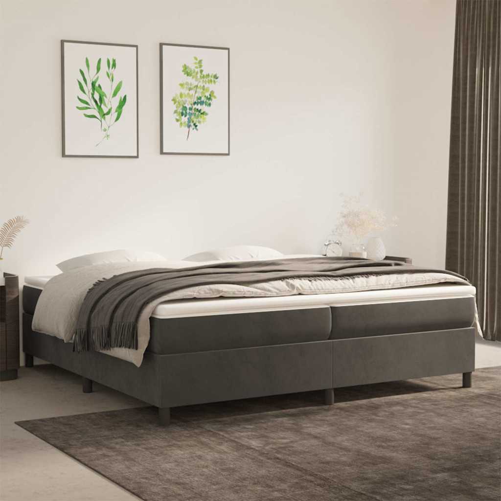 Kontinentalseng Med Madras 90X200Cm Fløjl Mørkegrå - 35 cm / 200 x 200 cm