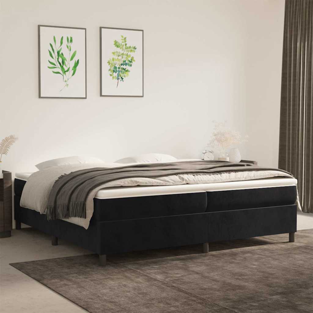 Kontinentalseng Med Madras Fløjl Sort - 35 cm / 200 x 200 cm