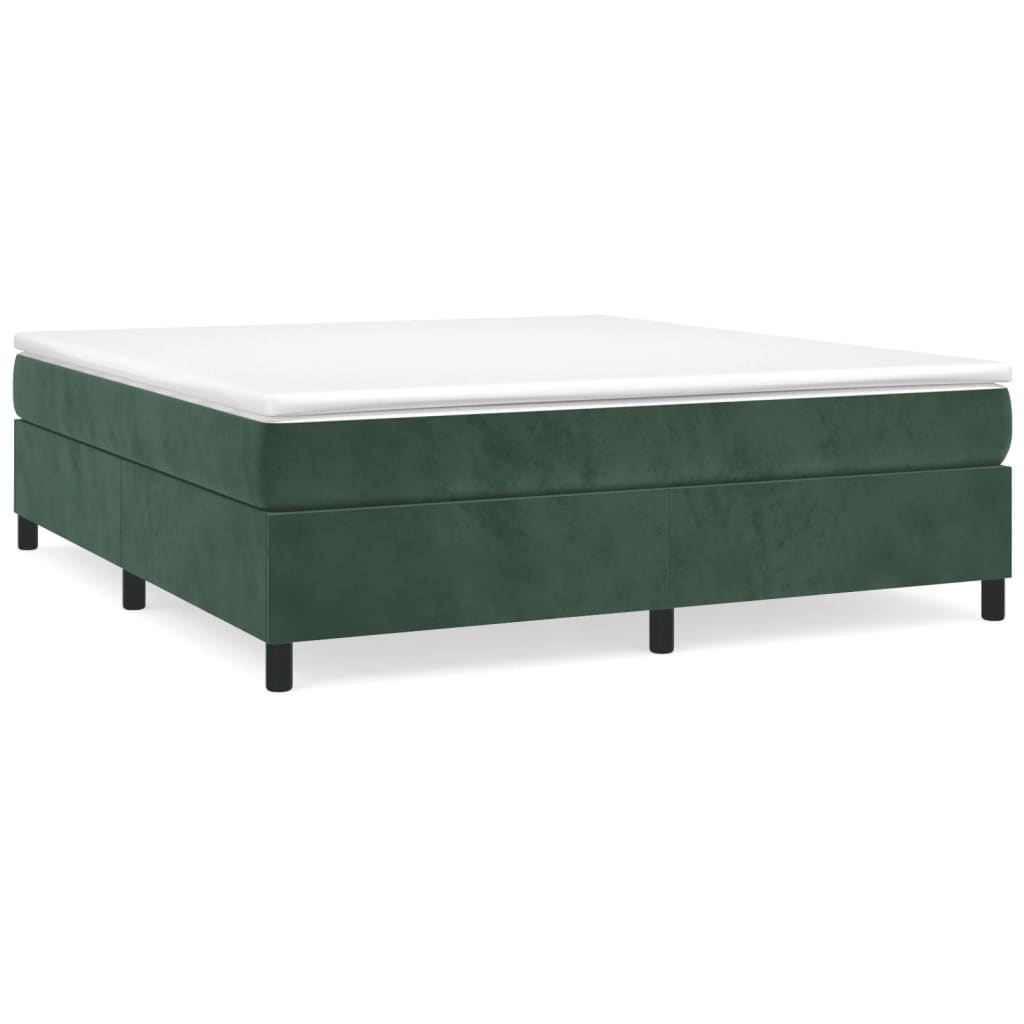 Box spring postelja z vzmetnico temno zelena 200x200 cm žamet