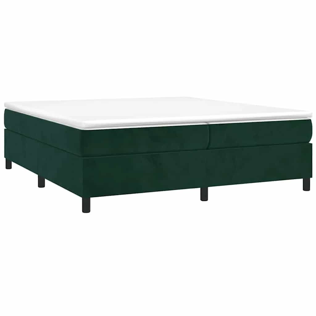 vidaXL Pat box spring cu saltea, verde închis, 200x200 cm, catifea