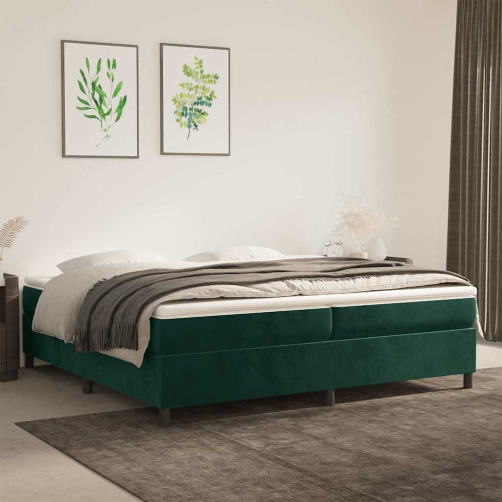 Kontinentalseng Med Madras Fløjl Mørkegrøn - 35 cm / 200 x 200 cm