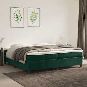 Box spring postel s matrací tmavě zelená 200x200 cm samet - obrázek 1