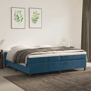 Box spring postel s matrací tmavě modrá 200x200 cm samet - obrázek 1