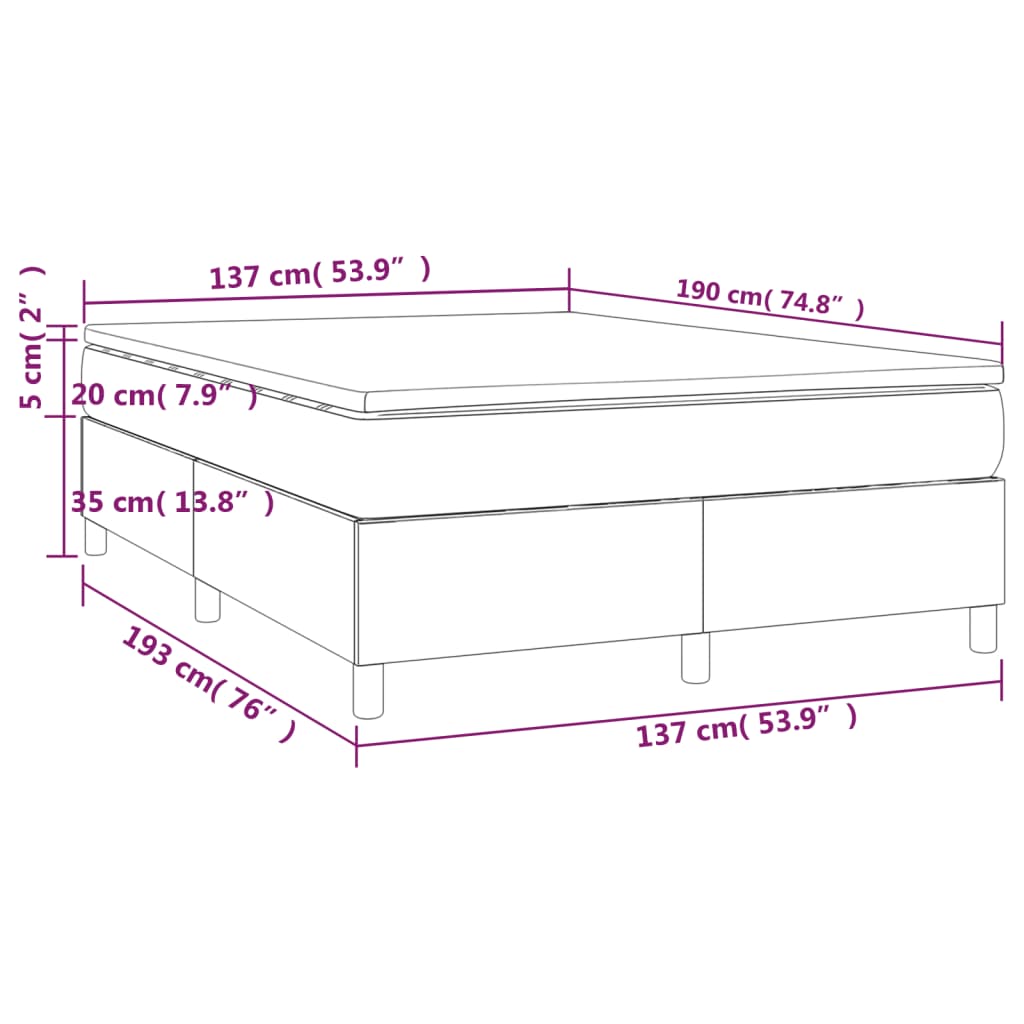 vidaXL Bed Frame Box Spring Platform Bed with Mattress for Bedroom Velvet