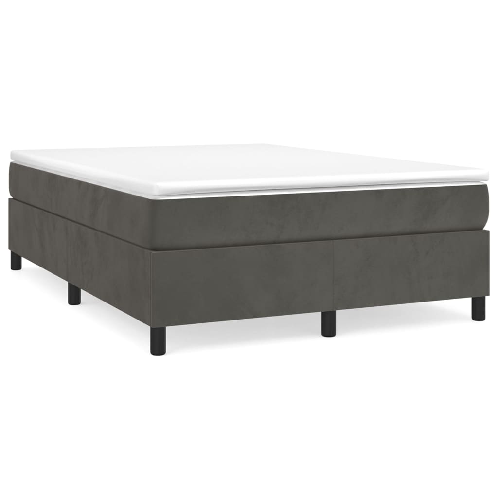 VidaXL Sommier à Lattes De Lit Et Matelas Gris Foncé 152x203cm Velours