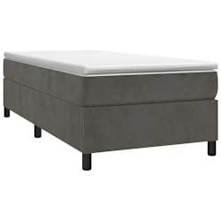 vidaXL Box Spring Bed with Mattress Dark Grey 106x203 cm King Single Size Velvet