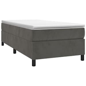 vidaXL Box Spring Bed with Mattress Dark Grey 106x203 cm King Single Size Velvet