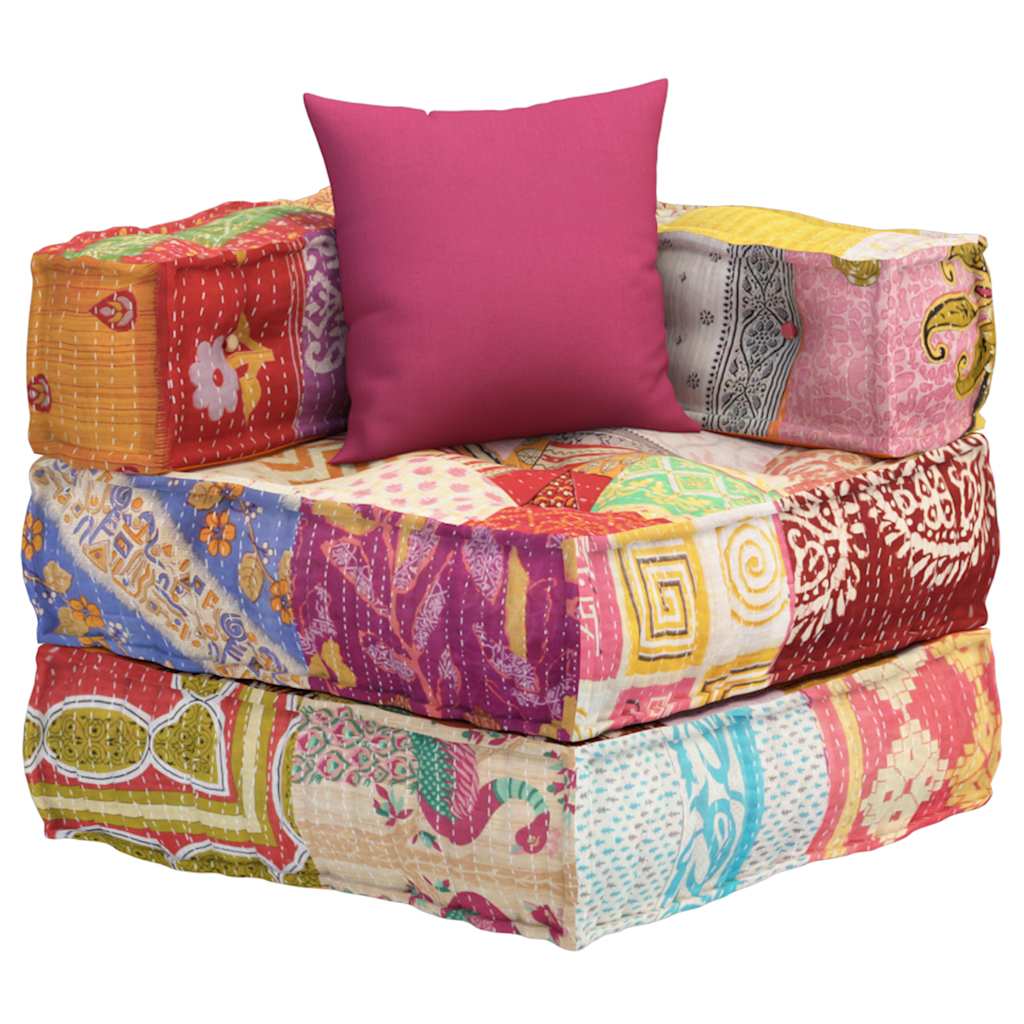 vidaXL Modulární pouf s polštářem patchwork textil