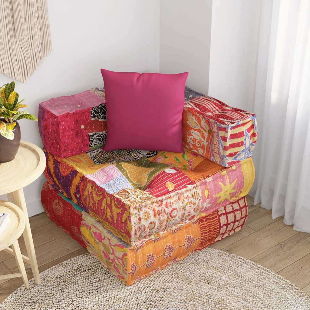 vidaXL Modulárna taburetka s vankúšom patchwork látka