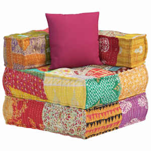 Modulární pouf s polštářem patchwork textil - obrázek 5