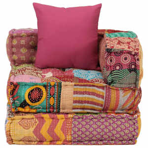 Modulární pouf s polštářem patchwork textil - obrázek 7