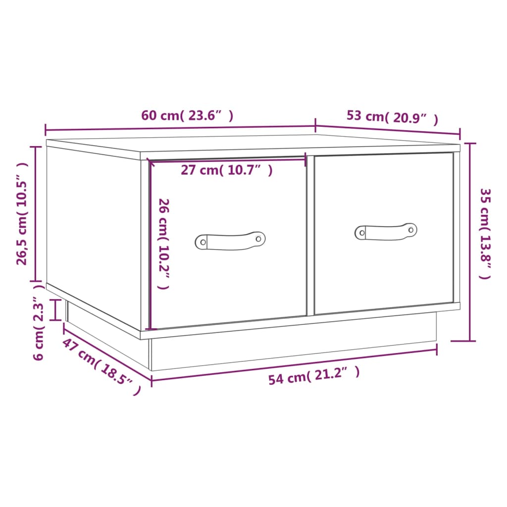  Konferenčný stolík biely 60x53x35 cm borovicový masív