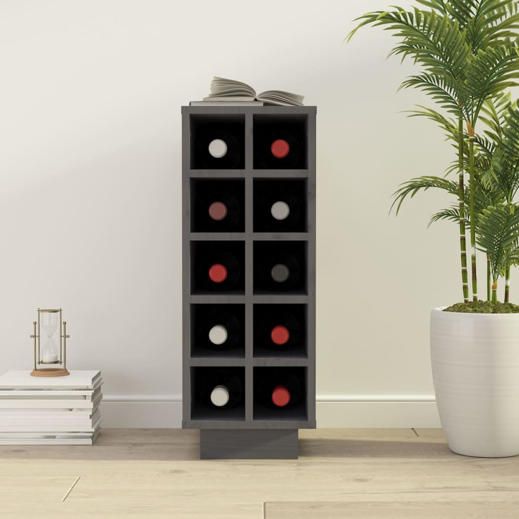 vidaXL Wine Cabinet Grey 23x34x61 cm Solid Wood Pine