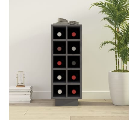 vidaXL Wine Cabinet Grey 23x34x61 cm Solid Wood Pine