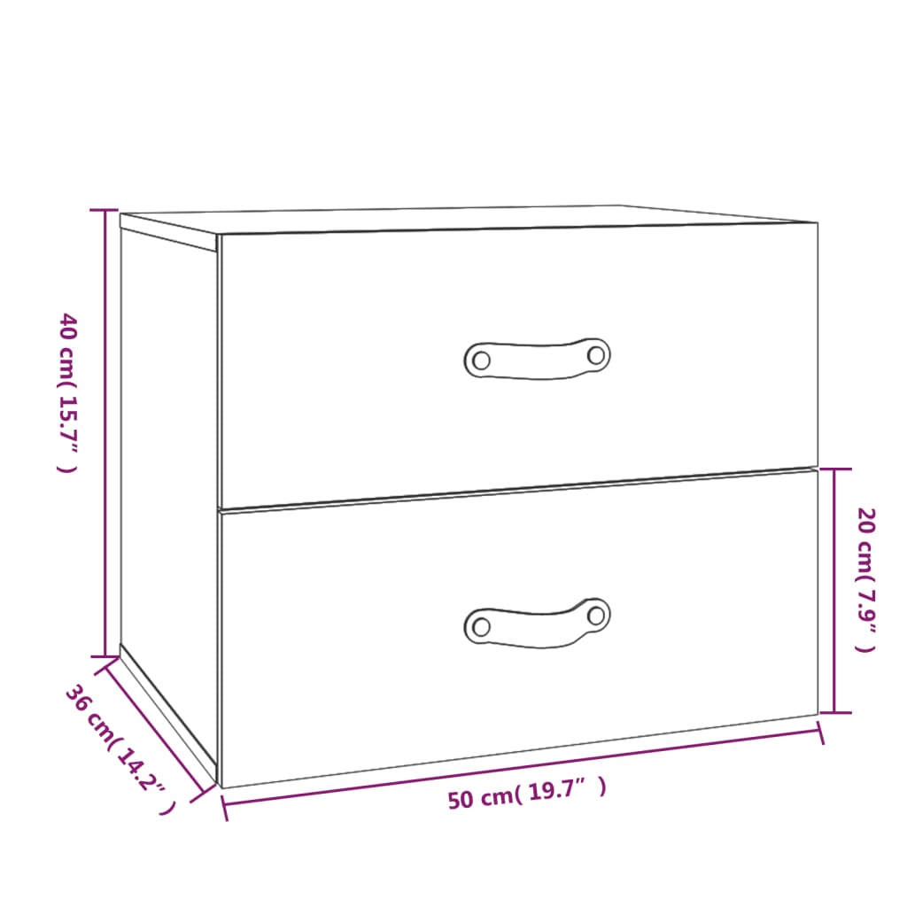 imagem de vidaXL Mesa de cabeceira de parede 50x36x40 cm11